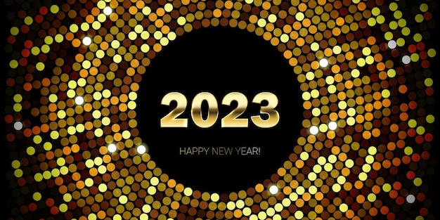 2023 Nieuwjaar goud glinsterende vector achtergrond
