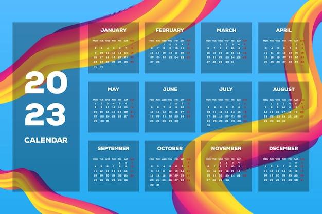 2023 nieuwjaar kalender sjabloon abstracte ontwerpstijl