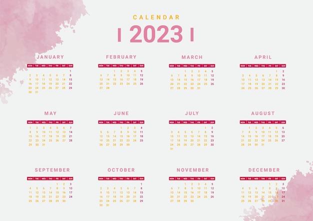 2023 Nieuwjaar kalender sjabloonontwerp.