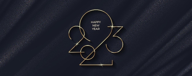 2023 nieuwjaar luxe logo op zwarte textiel abstracte golven achtergrond