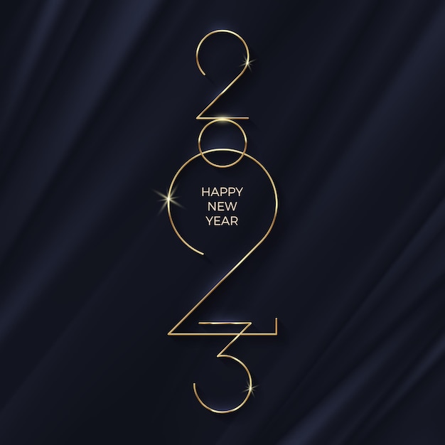 2023 nieuwjaar luxe logo op zwarte textiel abstracte golven achtergrond