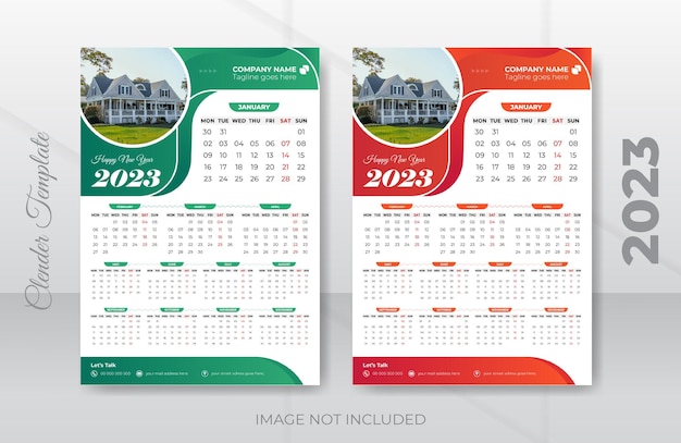 2023 Nieuwjaar medisch bedrijf bedrijf wandkalender ontwerpsjabloon