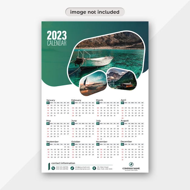 2023 nieuwjaar muur kalender ontwerp afdruksjabloon