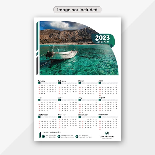 2023 nieuwjaar muur kalender ontwerp afdruksjabloon