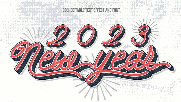 2023 nieuwjaar retro bewerkbaar teksteffect