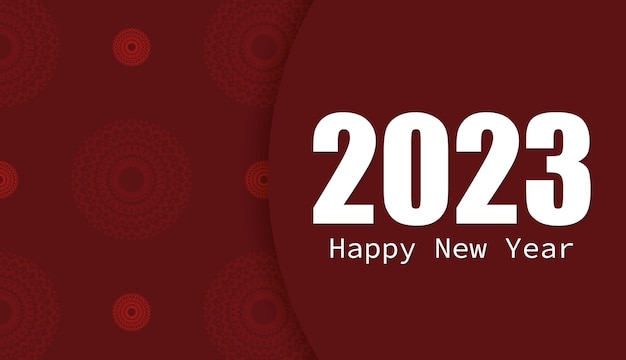 2023 Nieuwjaar rode presentabele poster met een prachtig oosters patroon