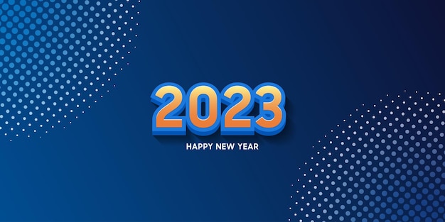 2023 数字デザイン新年あけましておめでとうございます 2023 3 d 数字とハーフトーンの背景