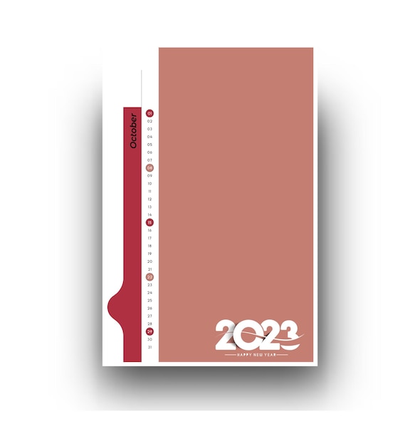 2023 oktober kalender gelukkig nieuwjaar sjabloonontwerp