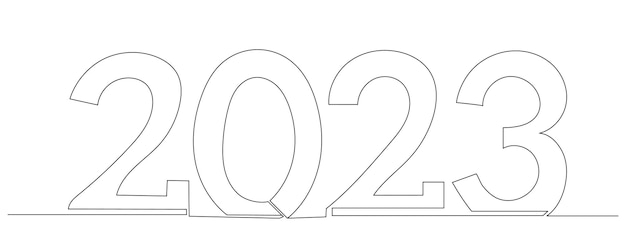 2023 one continuous line drawing isolated vector