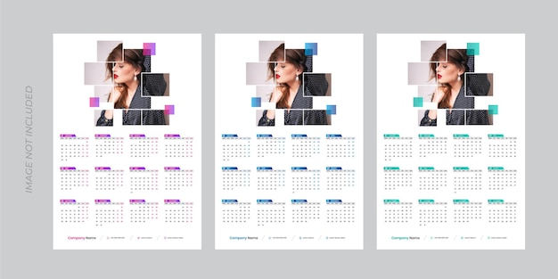 2023 One page wall calendar design template, modern 12 month one page calendar