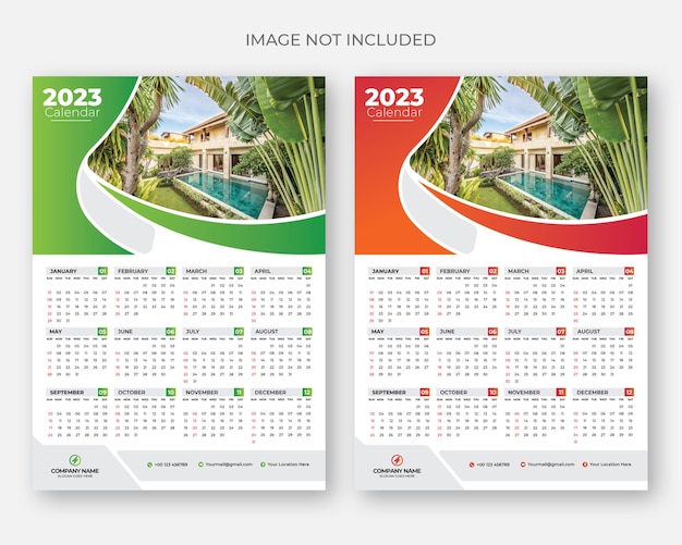 2023 one page wall calendar design template