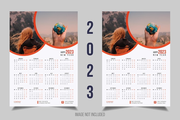 Vettore 2023 design del calendario da parete di una pagina