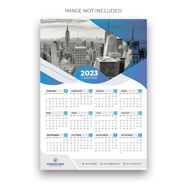 2023 onepage wall calendar design template