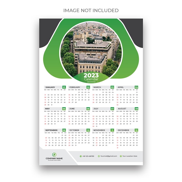 2023 onepage wall calendar design template