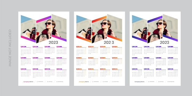 2023 ontwerpsjabloon voor wandkalender met één pagina, moderne kalender met één pagina van 12 maanden