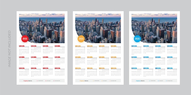 2023 Ontwerpsjabloon voor wandkalender met één pagina, moderne kalender met één pagina van 12 maanden