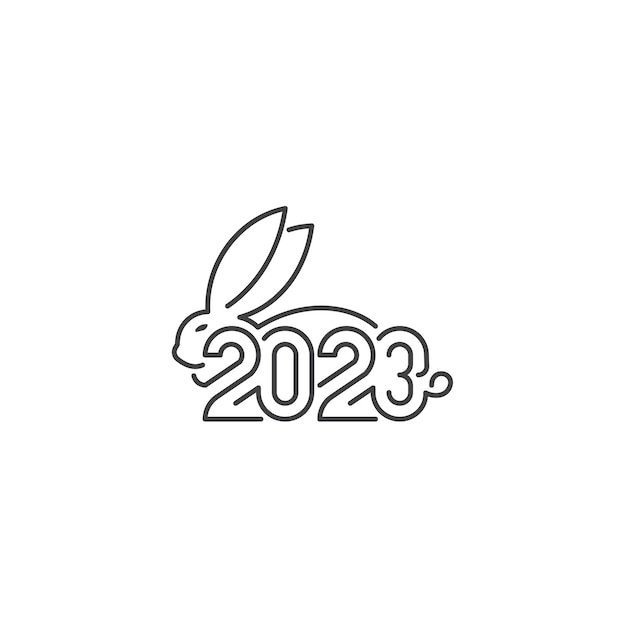 2023 rabbit year Vector logo icon template