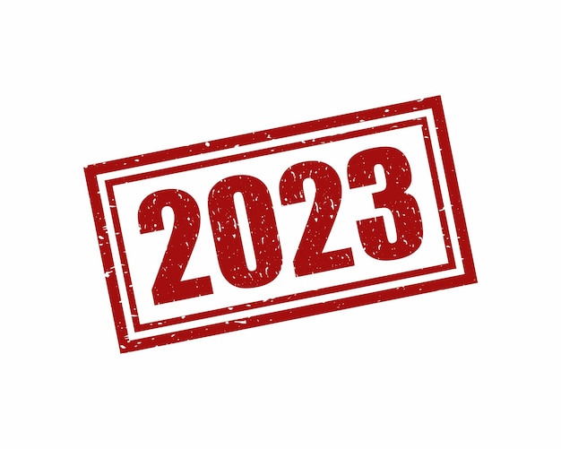 2023 red square grunge stamp vector illustration
