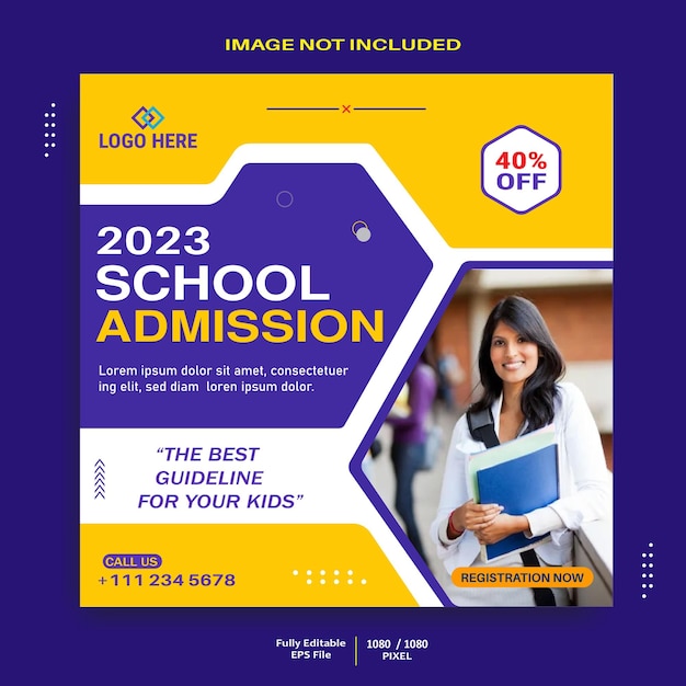 2023 School Admission Social Media Post Template.