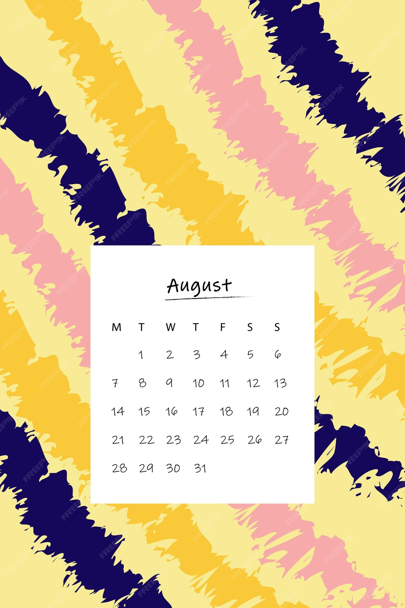 Premium Vector 2023 summer calendar design in vibrant colors august