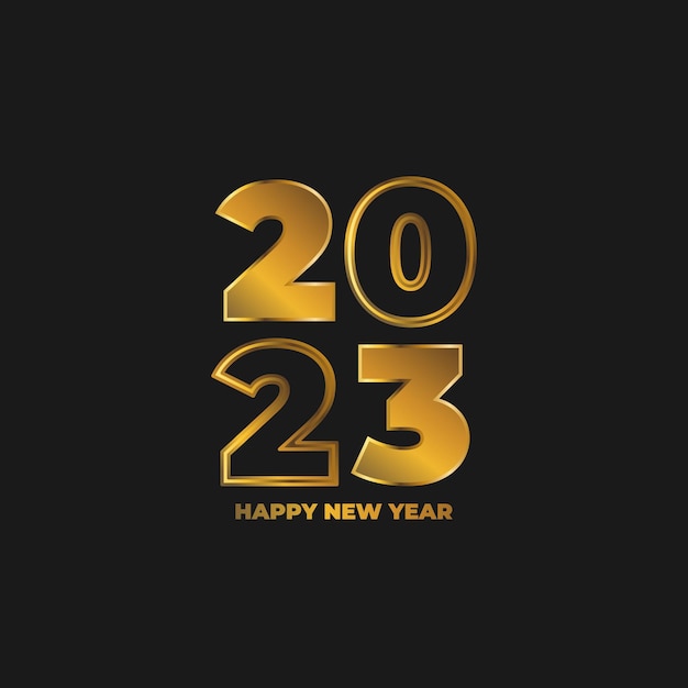 2023 text vector illustration on dark background