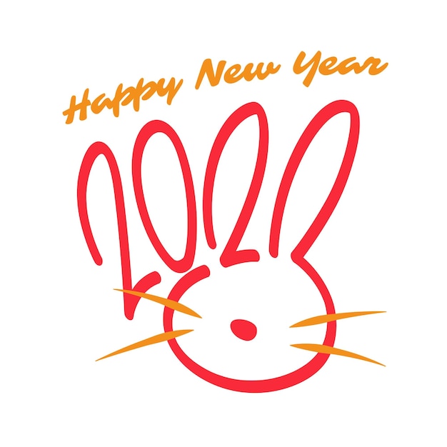 2023 Typography Text Logo with a rabbit Concept Happy New Year