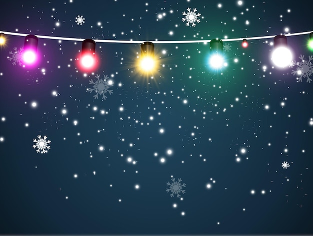 2023 Vector illustration of a light garland on a background