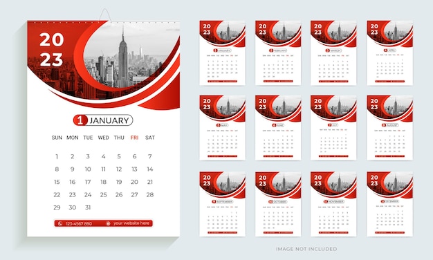 2023 wall calendar design template