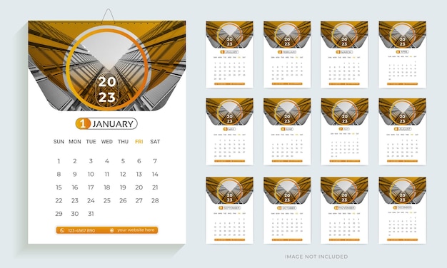 2023 wall calendar design template