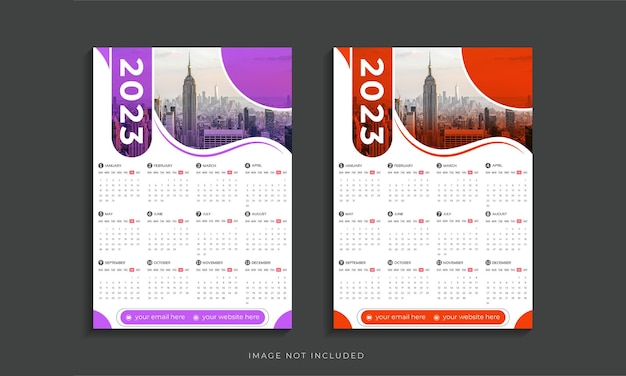 2023 wall calendar design template