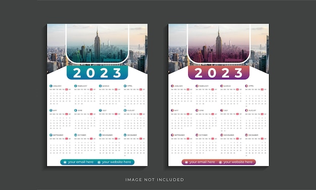 2023 wall calendar design template