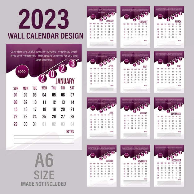 Vector 2023 wall calendar design template