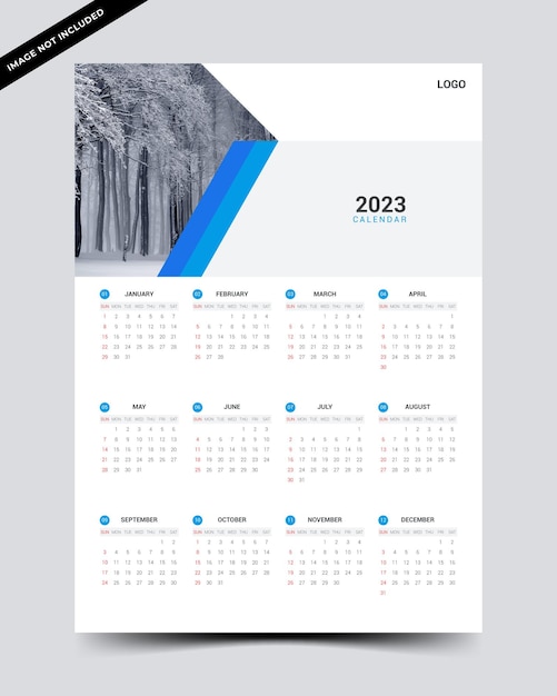 Vettore modello di progettazione del calendario da parete 2023