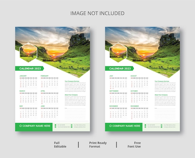 Vettore modello di calendario da parete 2023, modello di progettazione di calendario aziendale