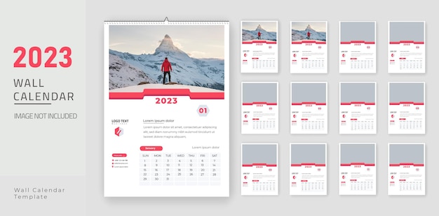 2023 calendario da parete modello design 12 pagine