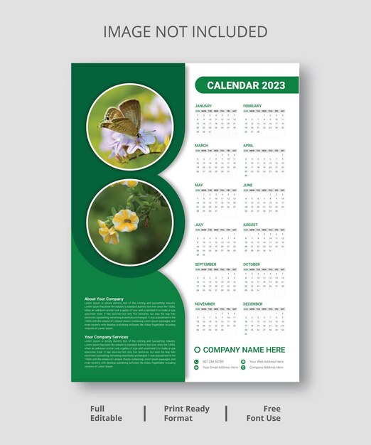 2023 Wall Calendar template Design, Wall Calendar 2023