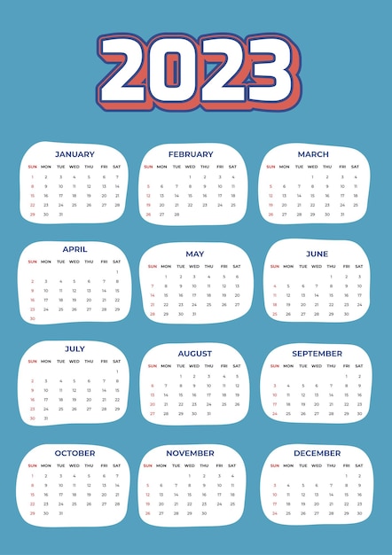 Vettore modello di calendario da parete 2023