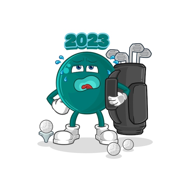 2023 with golf equipment cartoon mascot vector