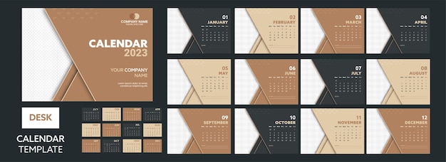 2023 Year Annual Yearly Desk Calendar with Planner and Organiser with Photo or Image Placeholder.