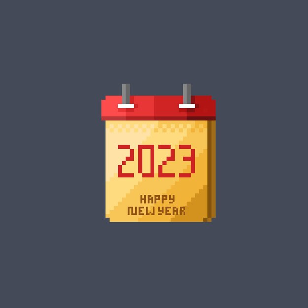 Anno 2023 sul calendario in stile pixel art