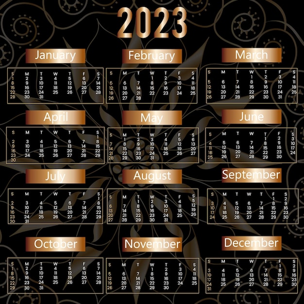 Шаблон календаря на 2023 год. корпоративный и деловой календарь. организатор. ежемесячный календарь.