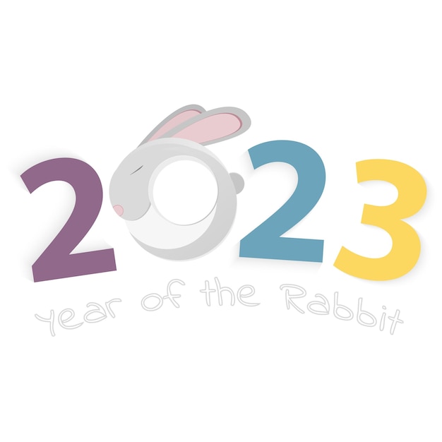 2023 year of the Rabbit number 2023 with head of a Rabbit