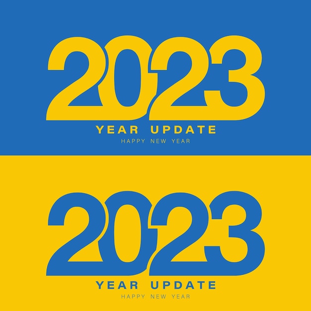 2023 년 업데이트 2023 새 해 배너 또는 우크라이나 국기 2023 벡터 일러스트의 색상으로 포스터