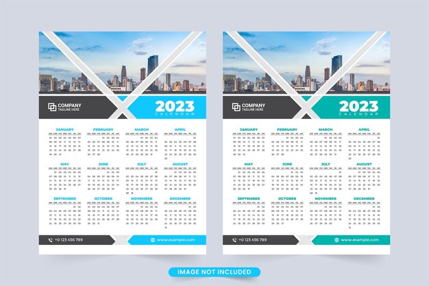 2023 zakelijke kalender en kantoororganisator sjabloonvector jaarlijks kalenderontwerp met abstracte vormen professionele zakelijke kalendervector met blauwe en donkere kleuren de week begint op zondag