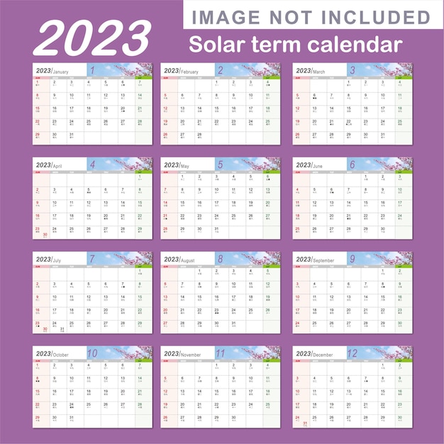 2023 zonnetermijnkalender