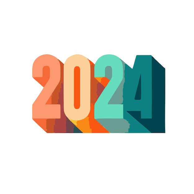 Vector 2024 3d writing flat vector design