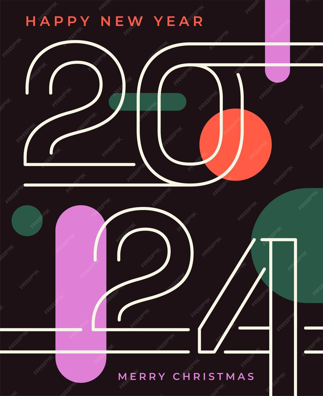Premium Vector 2024 abstract poster concept Minimalistic numbers