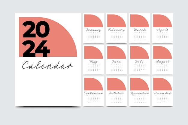 Vector 2024 annual calendar design template