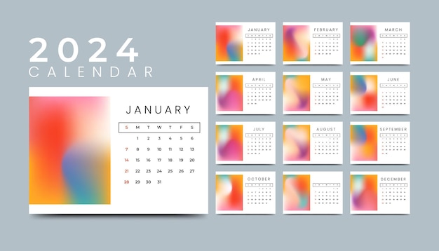 Vector 2024 annual calendar template design