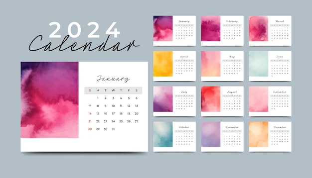 Vector 2024 annual calendar template design